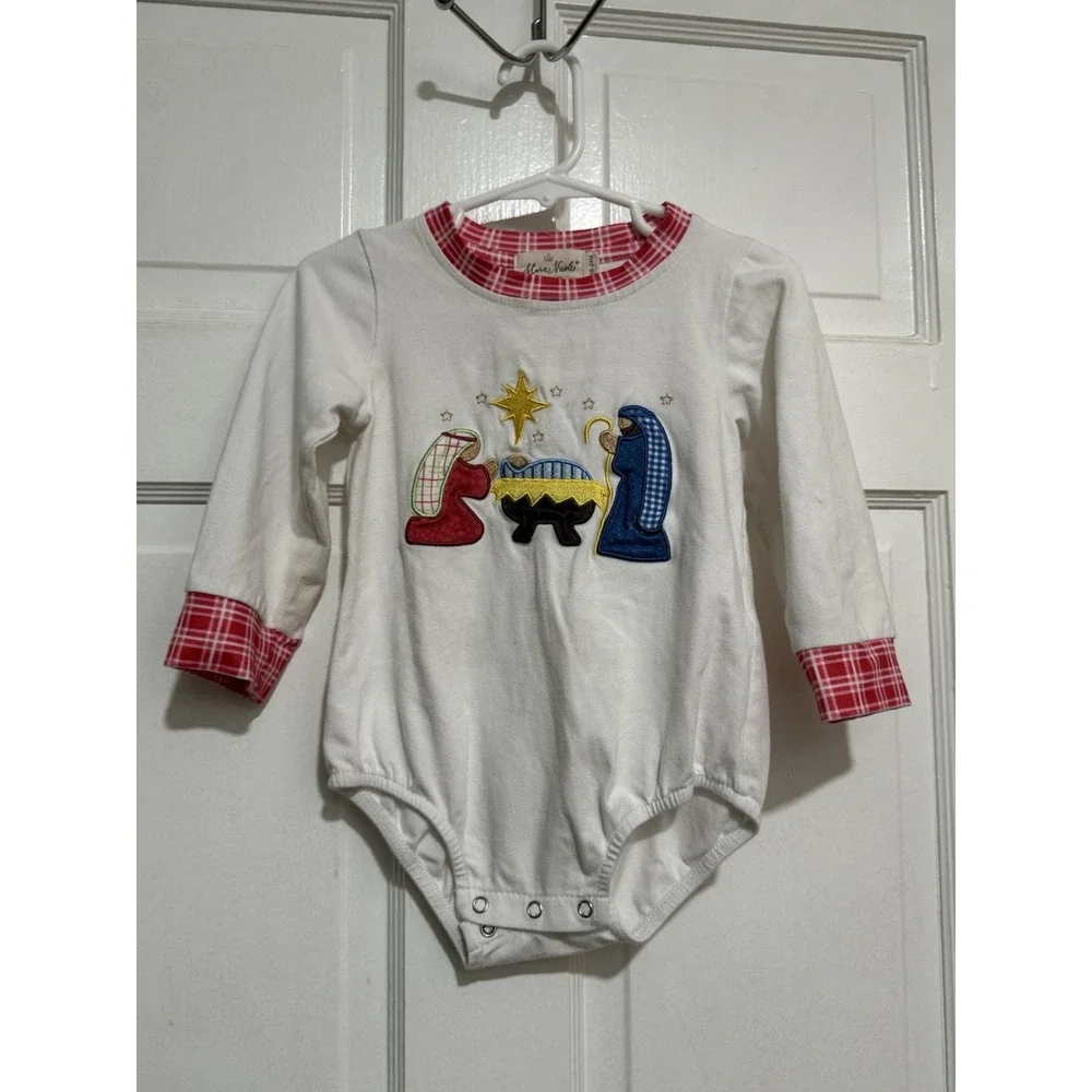 Christmas Nativity Embroidered Bodysuit Long Sleeve 18-24M Unisex